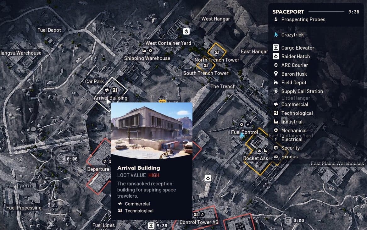 Arrival Building on map