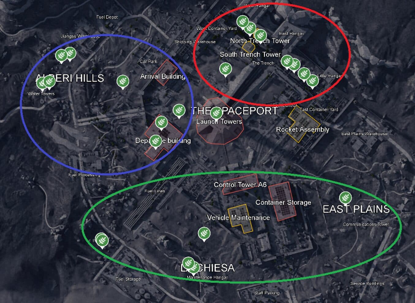 Spaceport Harvest Plants squad route