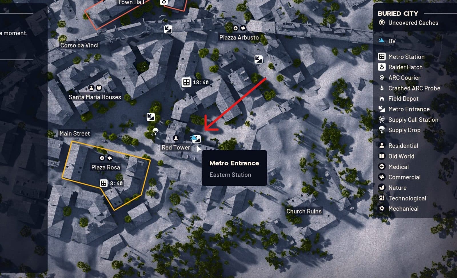 Metro extract beside Red Tower