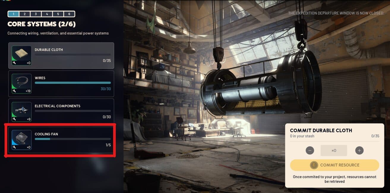 Cooling Fan expedition requirements