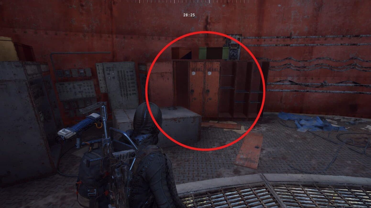 Red locker room with guaranteed Lightbulb